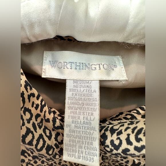 WORTHINGTON | Leopard Print Button Front Jacket Silk Y2K Style | Medium - Picture 6 of 7